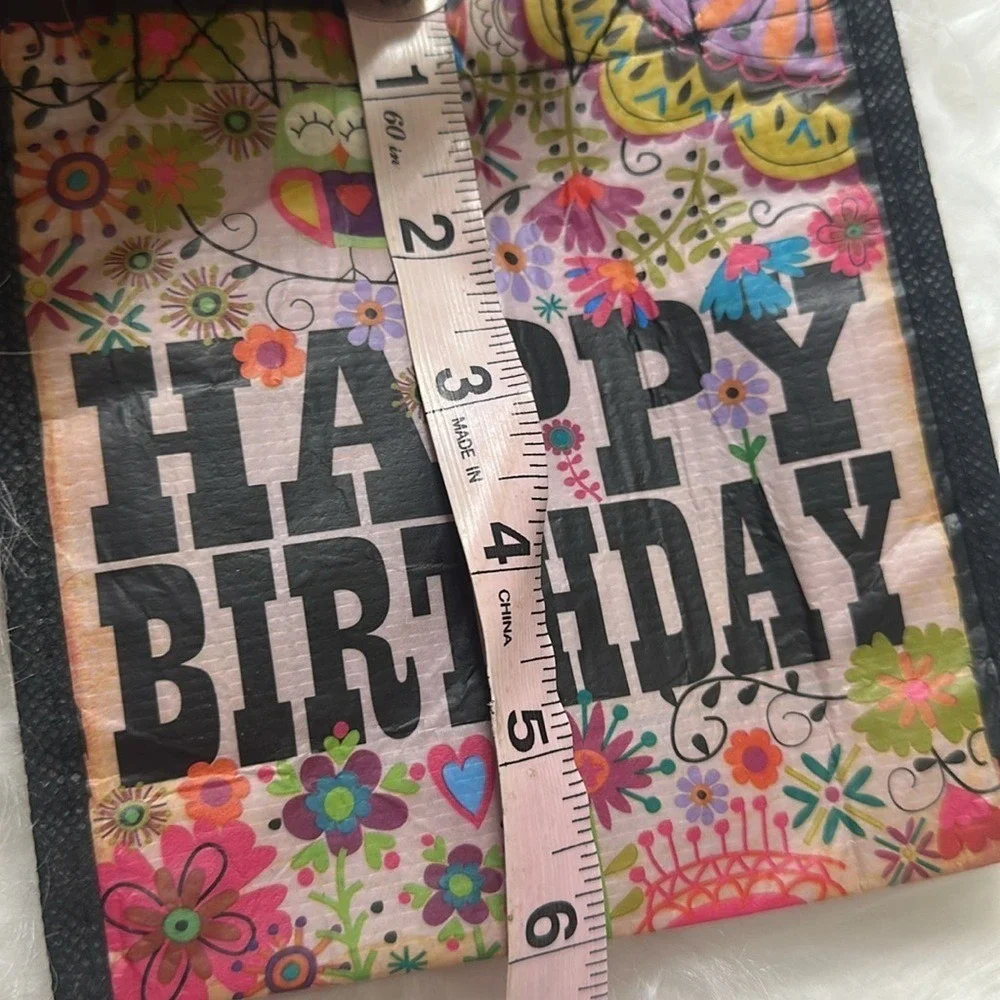 Natural Life Happy Birthday Reusable Mini Gift Bag Boho Floral Owl GBAG012